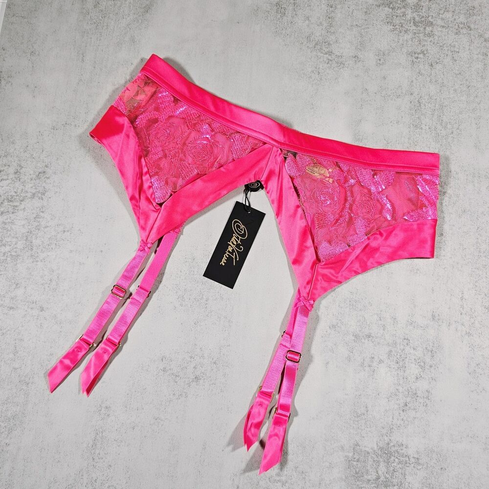 Dita Von Teese Rosabelle Pink Pizazz Suspender Garter Belt Size L